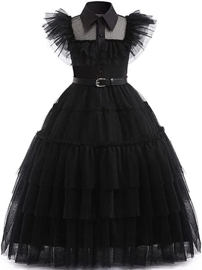 Wednesday Addams Halloween Black Dress Cosplay Costume