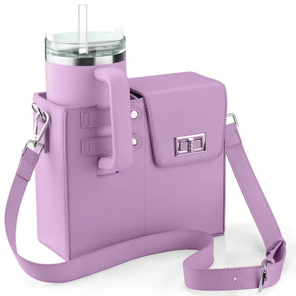 Outdoor Portable Beverage Bottle Bag, Universal Large Insulated Cup Pink Shoulder Crossbody Bottle Bag