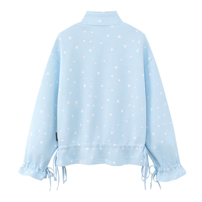Full printed star drawstring hoodie