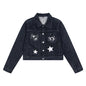 Star Embroidered Short Cowboy Coat for Women