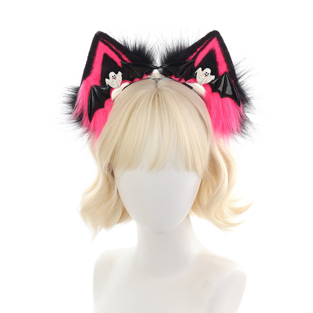 Halloween Cat Ear Headband Plush Faux Cat Ears Pumpkin Hair Accessory Lolita Live Streaming Halloween Prop