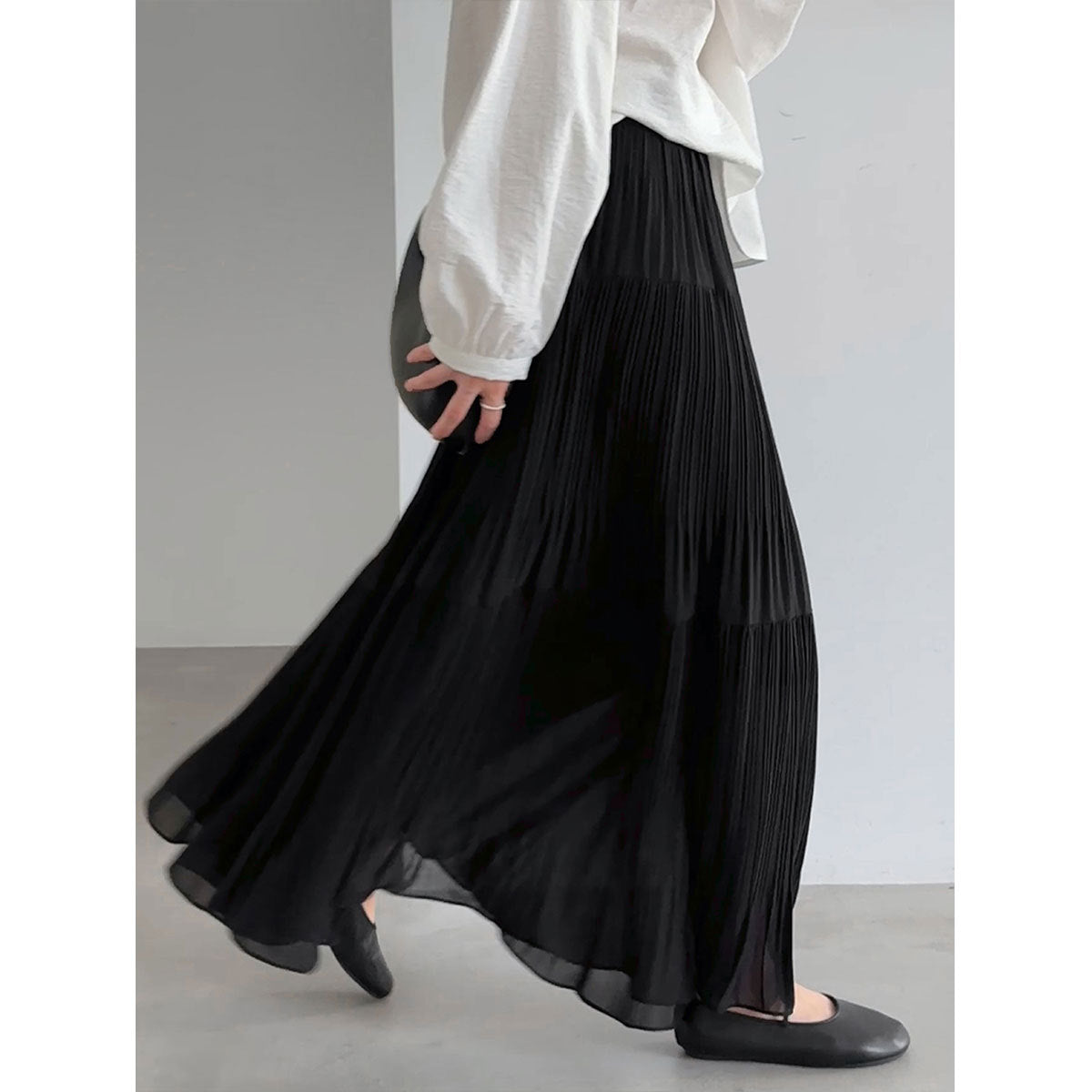 Elegant High-Waist Pleated Midi Skirt – Layered Tulle A-Line Cake Skirt