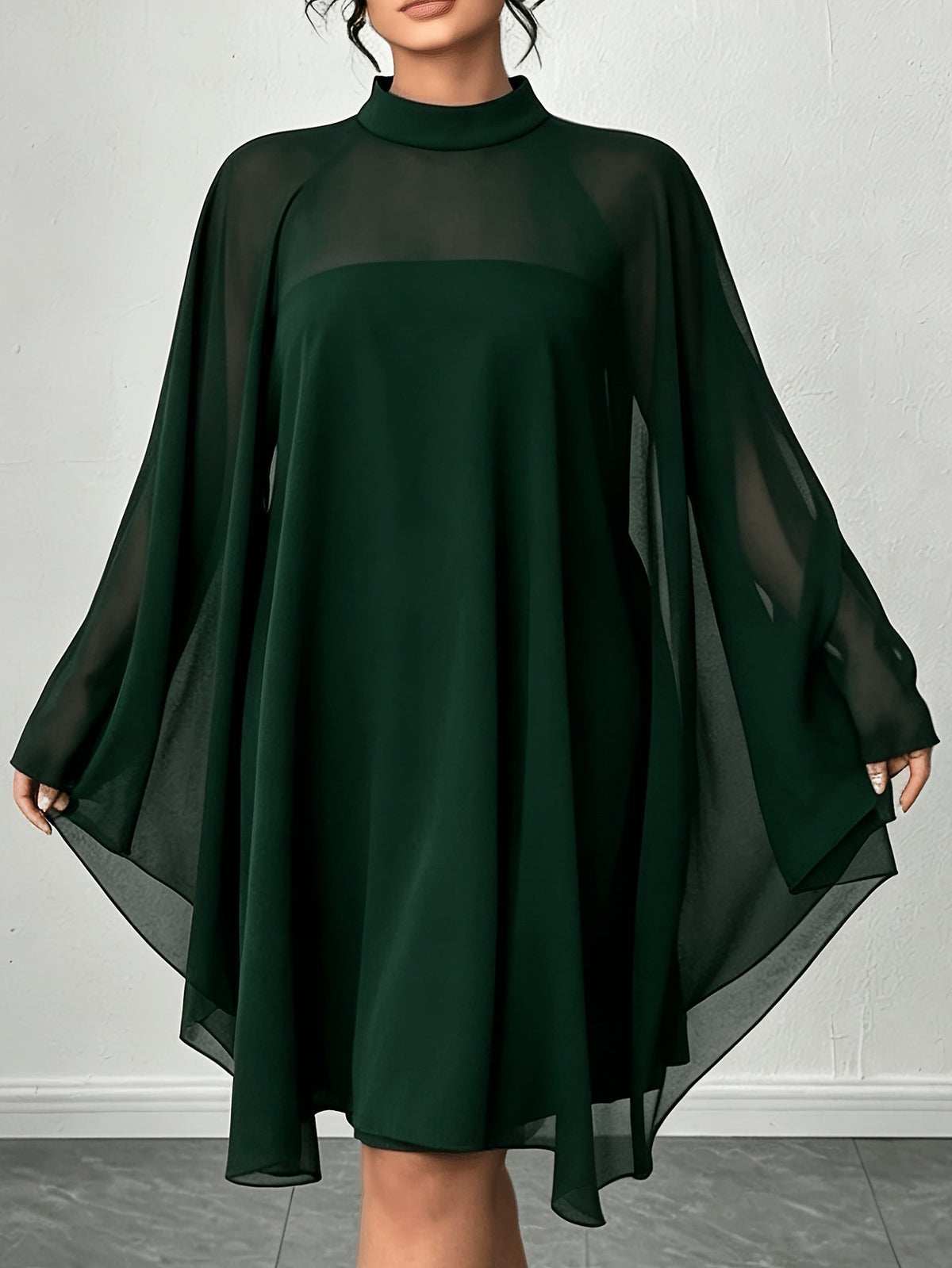 Solid Color Round Neck Blouse And Tube Top Dress Women Plus Size Two-Piece Set