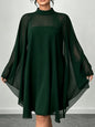 Solid Color Round Neck Blouse And Tube Top Dress Women Plus Size Two-Piece Set