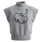 Half high neck sleeveless knitted vest women's sweater