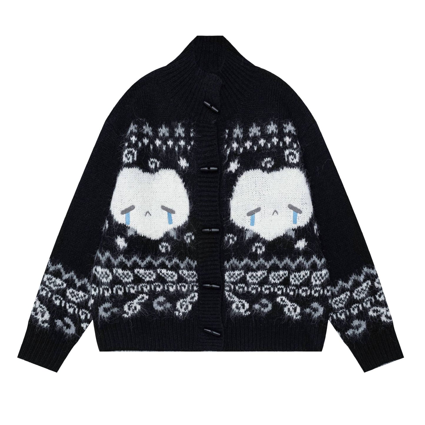 Stand up collar cow horn buckle jacket