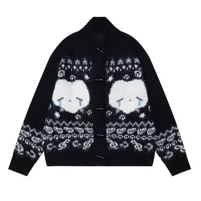 Stand up collar cow horn buckle jacket