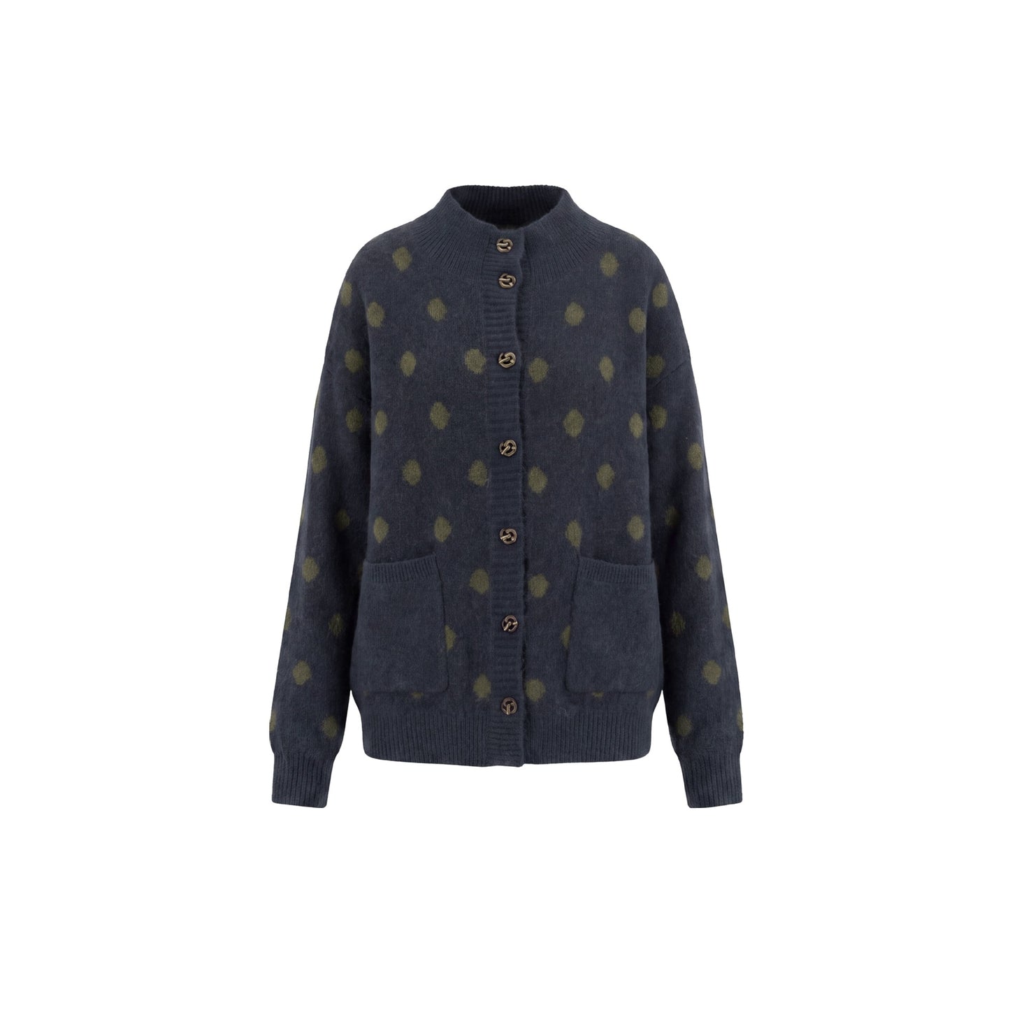 Half height collar polka dot jacket