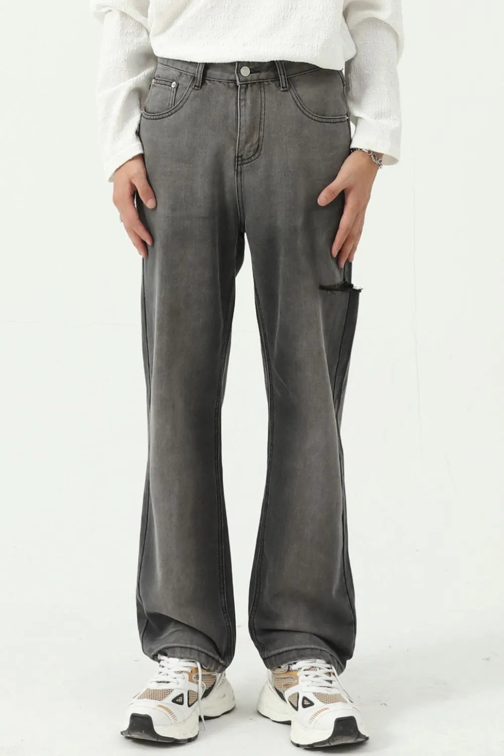 Wide Straight Men's Jeans with Pockets