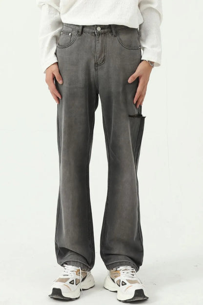 Wide Straight Men's Jeans with Pockets