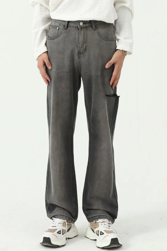 Wide Straight Men's Jeans with Pockets
