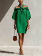 One shoulder bow collar dress