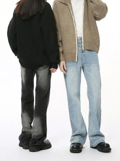 Splash Ink Washed Jeans with Pockets