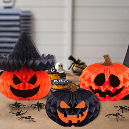 Halloween Decoration Honeycomb Ball Hanging Ornament Halloween Party Decoration Pumpkin Spider 3D Honeycomb