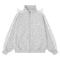 Full printed white star light gray standing collar zipper hoodie