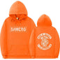 Casual Couple Pullover Fleece-Lined Hooded Sweatshirt with SAMCRO Print