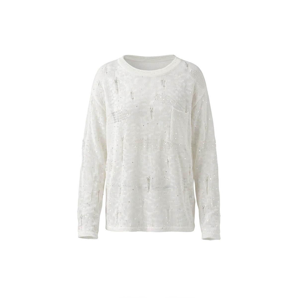 Hollow hole knitted long sleeved sweater