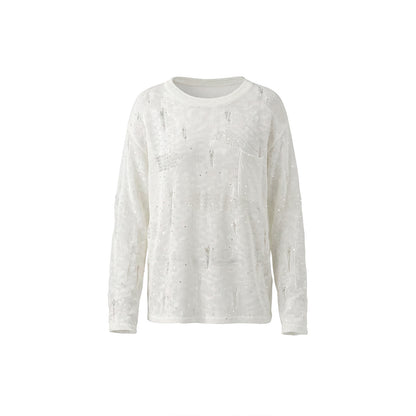 Hollow hole knitted long sleeved sweater