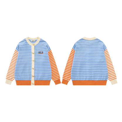 Color blocked striped embroidered jacket