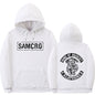 Casual Couple Pullover Fleece-Lined Hooded Sweatshirt with SAMCRO Print