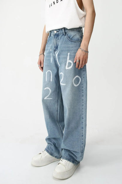 Men's Graffiti Wide Leg Jeans