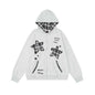 Color blocking sticker star hooded sweatshirt