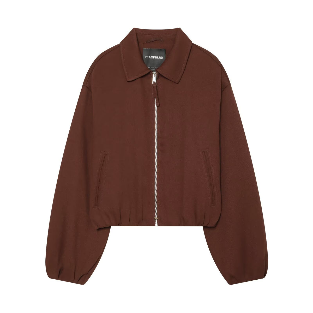 Collar zipper long sleeved jacket