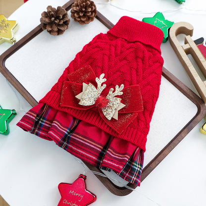 PETCIRCLE Christmas Holiday Knit Sweater Dress for Dogs and Cats Autumn Winter Pet Collection