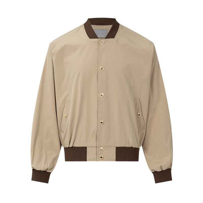 Casual color blocked college style shoulder down pilot jacket