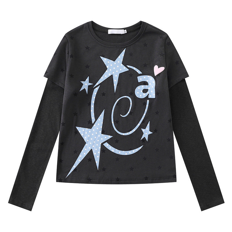 Fake two layered T-shirt with spiral printing