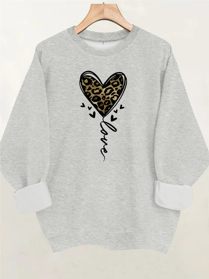 Printed round neck fleece hoodie