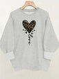 Printed round neck fleece hoodie