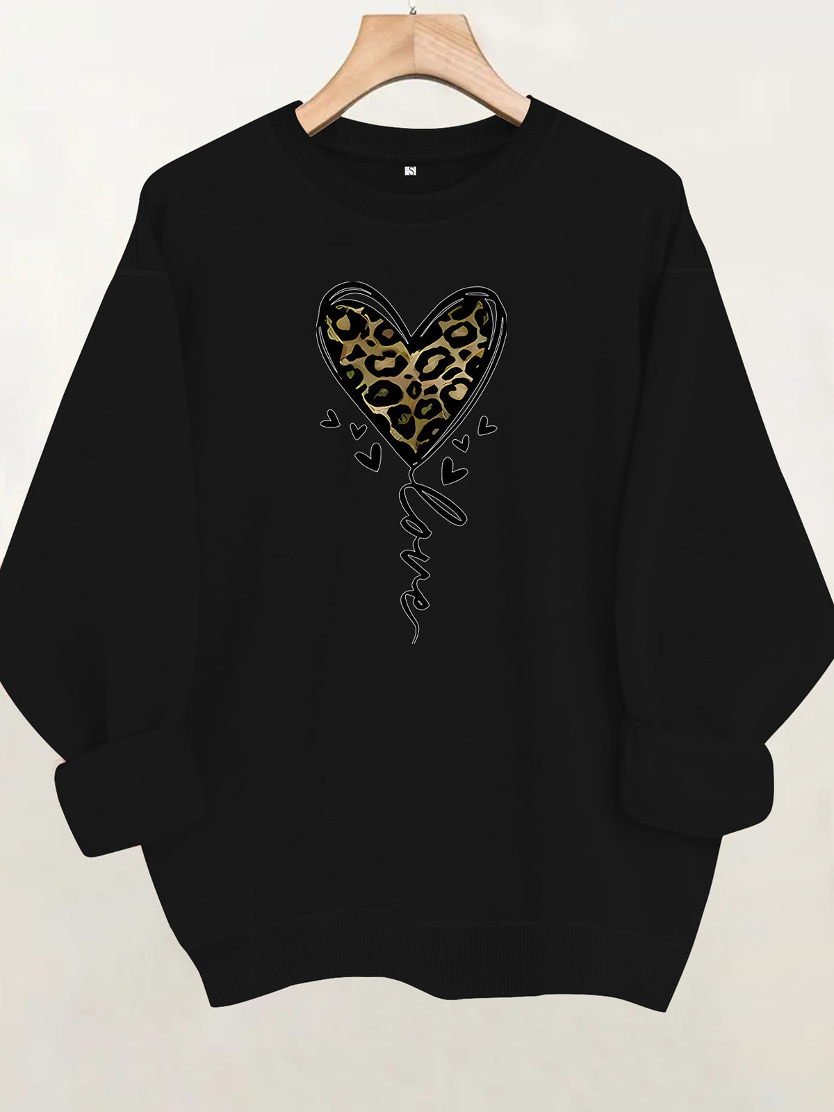 Printed round neck fleece hoodie