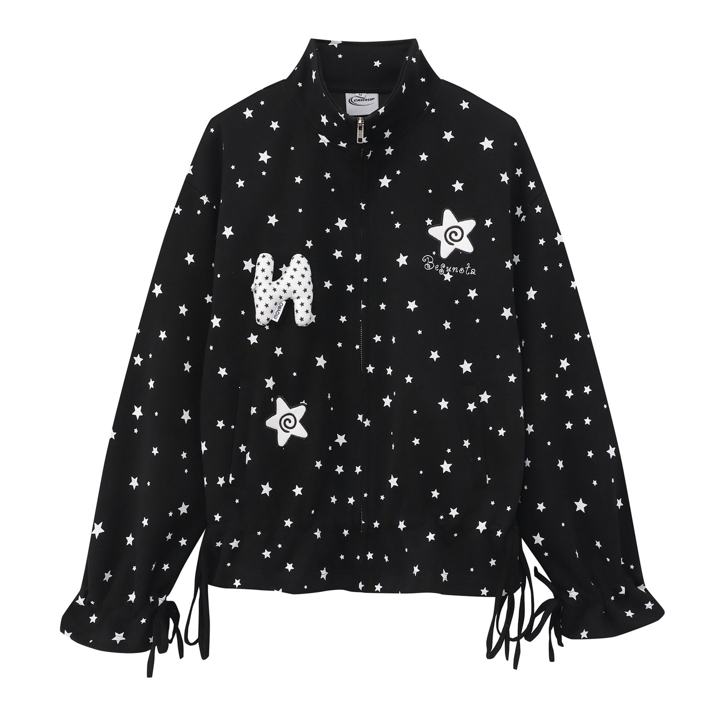 Full printed star drawstring hoodie