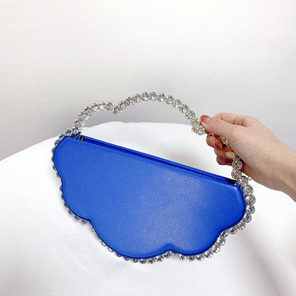 Whimsical New Evening Bag for Women, Handbag with Rhinestone Cloud Design, Chain Strap Crossbody Bag