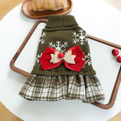 PETCIRCLE Christmas Holiday Knit Sweater Dress for Dogs and Cats Autumn Winter Pet Collection