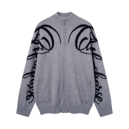 Hairy fringe letter jacket