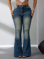 Side Raw Hem Flare Jeans