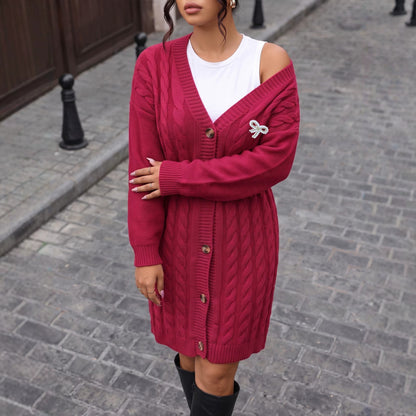 Plus Size Women's  Long Sleeve, Open Front Sweater Coat for Women
