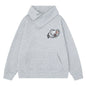 Light gray slanted collar hoodie with musical notes and heart embroidery