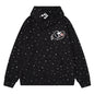 Light gray slanted collar hoodie with musical notes and heart embroidery