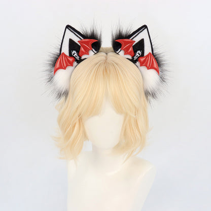 Halloween Cat Ear Headband Plush Faux Cat Ears Pumpkin Hair Accessory Lolita Live Streaming Halloween Prop