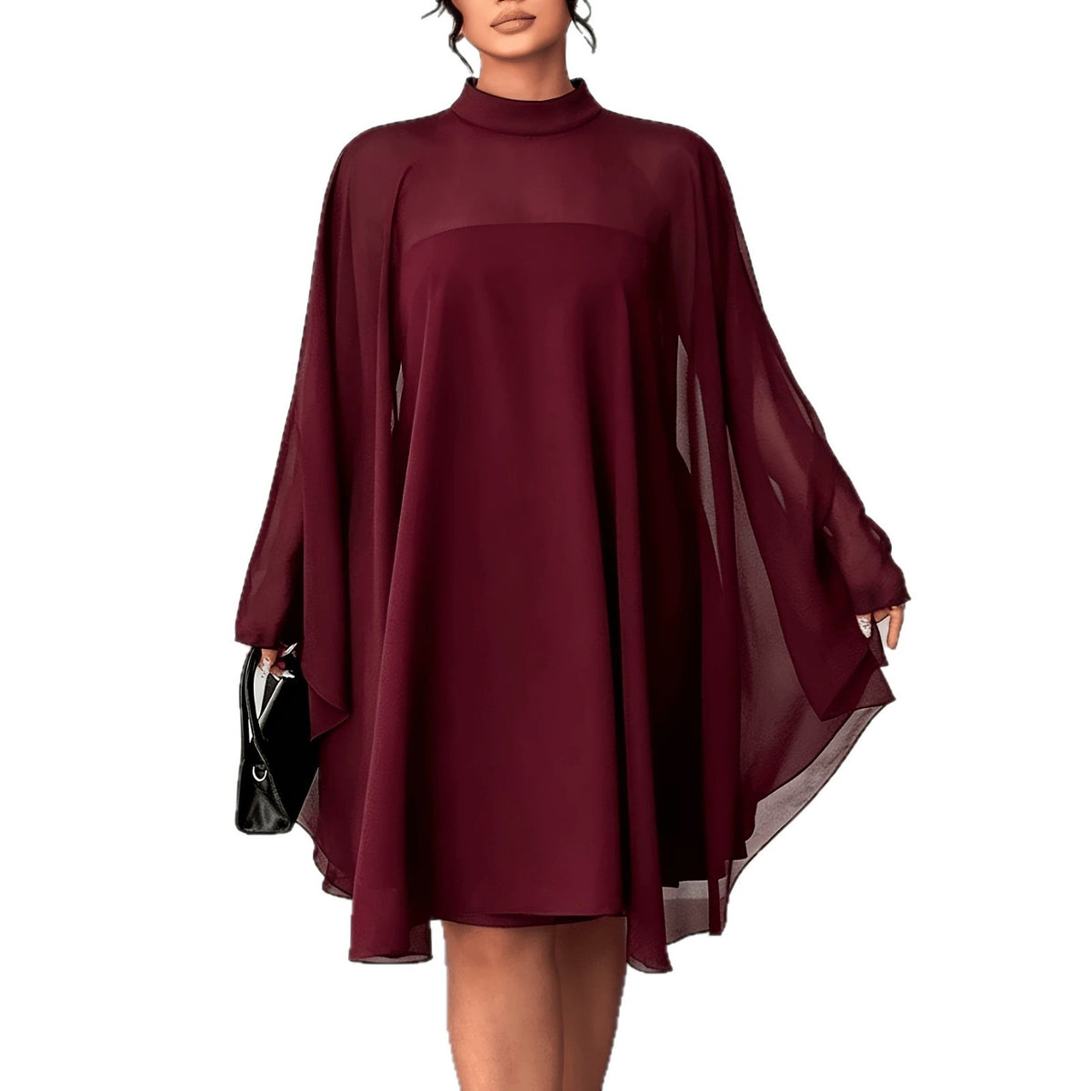 Solid Color Round Neck Blouse And Tube Top Dress Women Plus Size Two-Piece Set