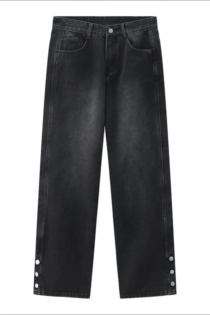 Side Slit Baggy Jeans with Pockets