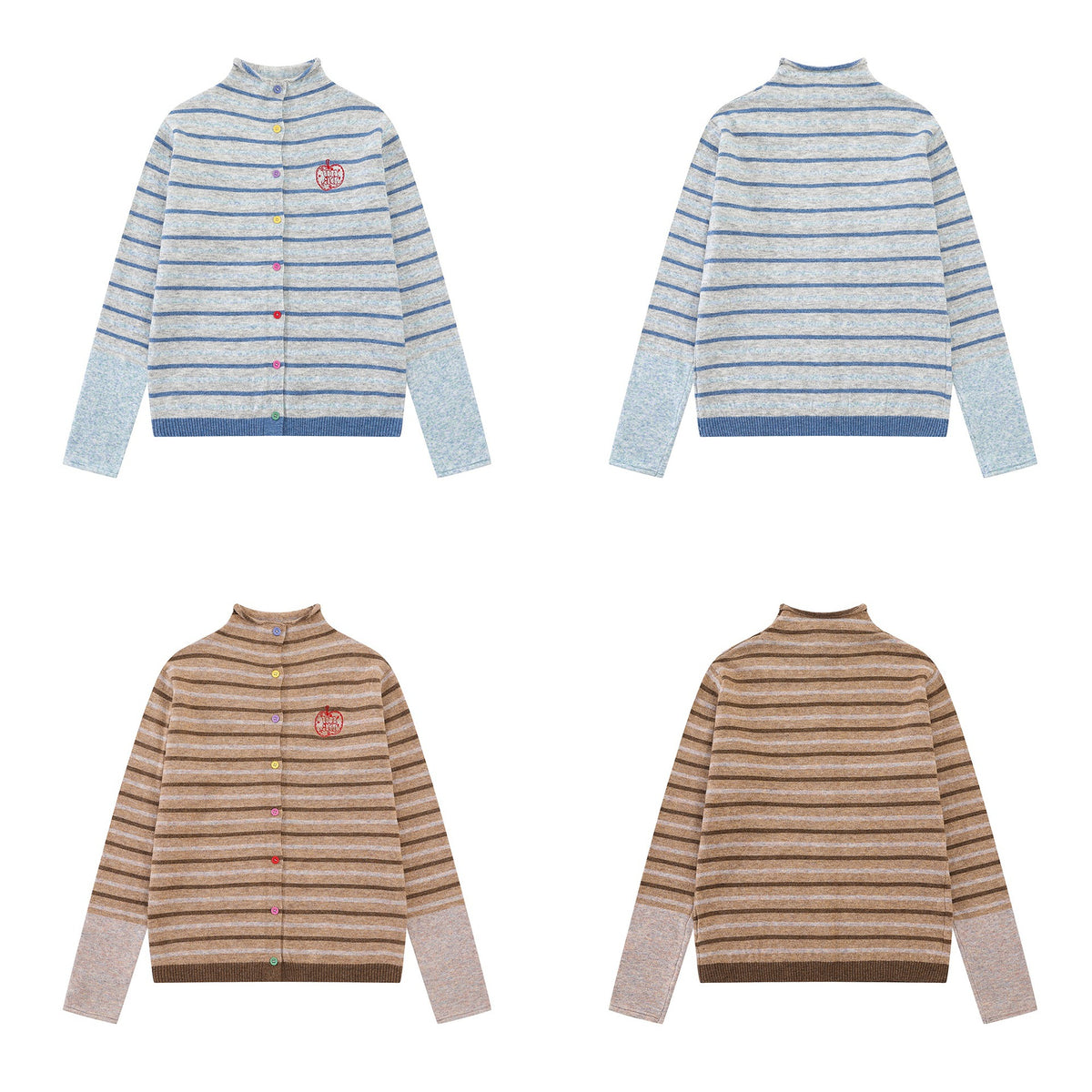 Striped contrasting splicing knitted jacket