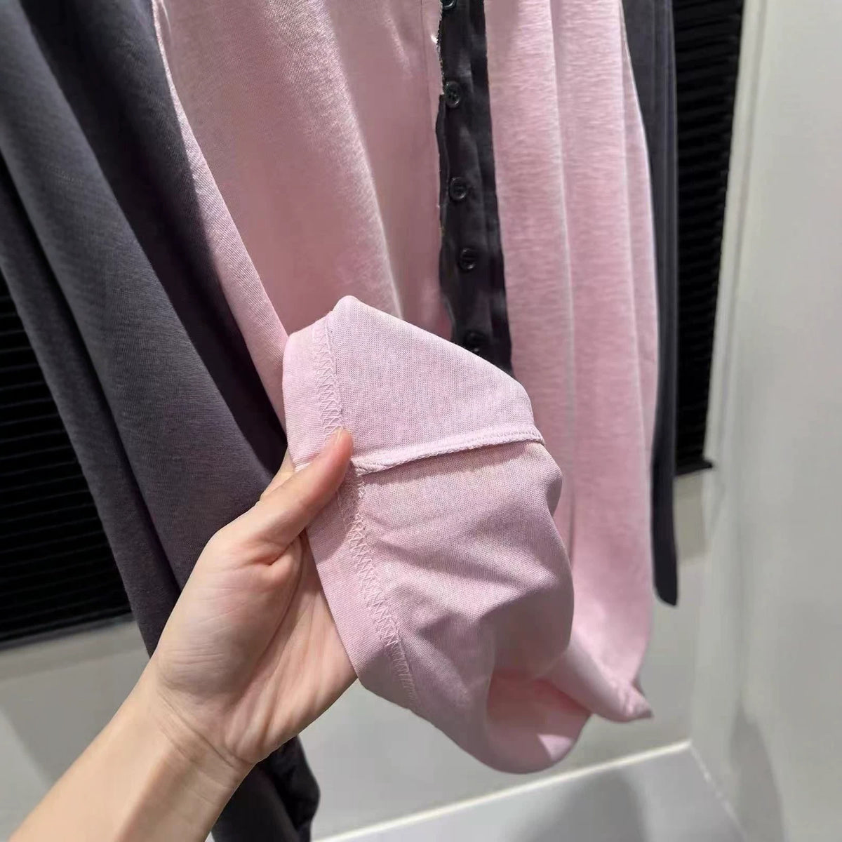 Color Block Splicing Long Sleeve Round Neck Women's T-Shirt