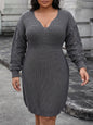 Chic Oversized Women's Knit Dress with V-Neck