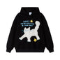 Plush cat hooded hoodie with adhesive fabric