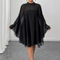 Solid Color Round Neck Blouse And Tube Top Dress Women Plus Size Two-Piece Set