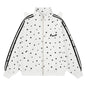 Full printed white star light gray standing collar zipper hoodie